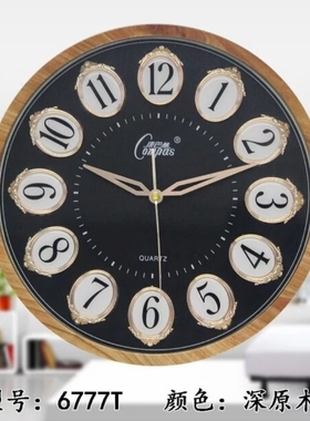 正品康巴丝田园美式挂钟客厅墙面挂表装饰时钟静音卧室简约钟挂表