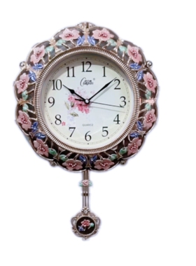 康巴丝玫金花朵挂表静音时尚钟表美式田园创意客厅书房卧室挂钟