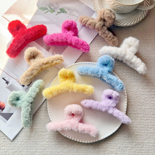 抓夹毛绒发饰头饰秋冬后脑勺顶夹