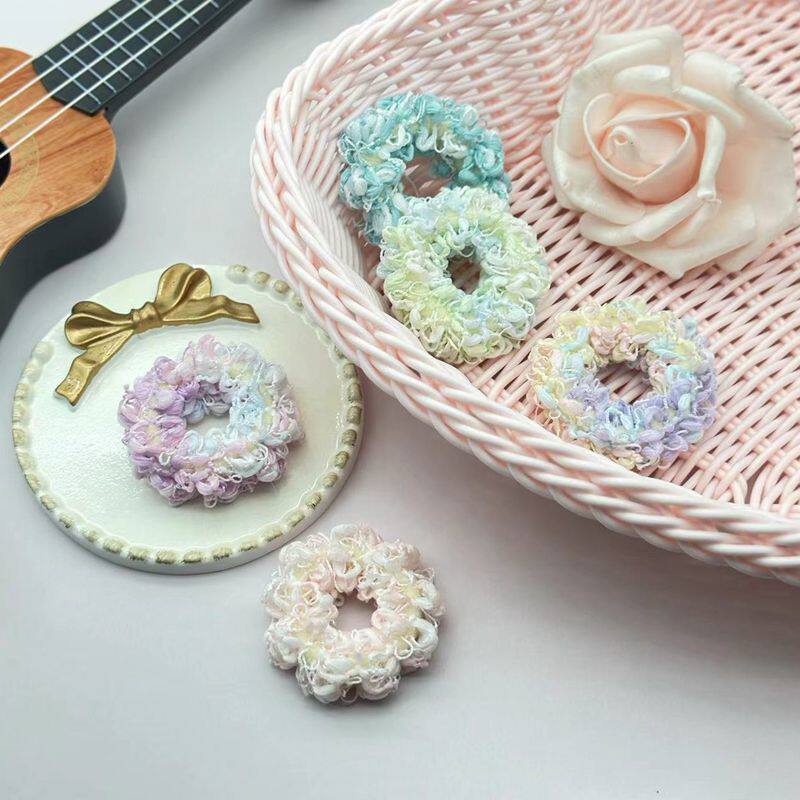 超仙花边毛巾圈奶油色高弹力扎头发绳甜美发圈马尾皮筋发饰头饰品