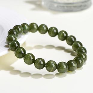 2026久雅水晶 7A级天然绿磷灰圆珠手链 绿色猫眼磷灰石散珠手串