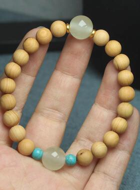 2026柏木8mm手串带夜光珠手链 男女士手链佛珠木质文玩饰品