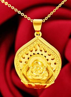 2026女款 日韩时尚3D硬金缕空小佛项链 越南沙金镂空佛吊坠