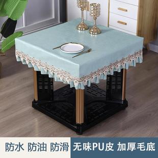2025皮革免洗桌布烤火桌面防水防油电暖炉皮罩麻将机正方形餐桌布
