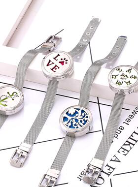 2026供应316L不锈钢镂空香水香薰精油表带手环 不锈钢香水手镯情