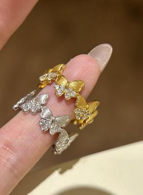 2026小红书爆款小众轻奢蝴蝶戒指女法式甜美气质金色时尚新款高级