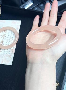 2026阿富汗玉藕粉色手镯西柚粉圆条美人镯玉手镯冰种粉玉镯子工厂