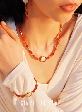 2026Simple Rituals红玛瑙巴洛克珍珠手錬复古小众轻奢25新款手串