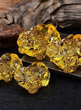 2026琳琅水晶招财貔貅黄色琉璃摆件家居办公室装饰纳福开业乔迁吉