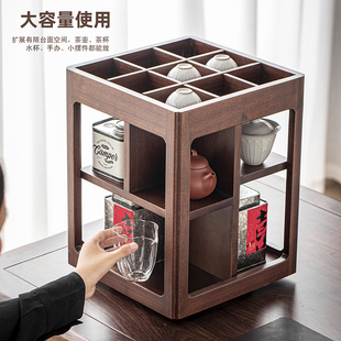 桌面杯架实木中古置物架多层餐桌台面茶桌功夫茶具收纳展示原木