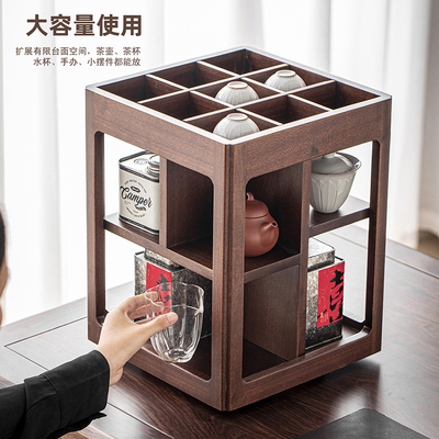 桌面杯架实木中古置物架多层餐桌台面茶桌功夫茶具收纳展示原木
