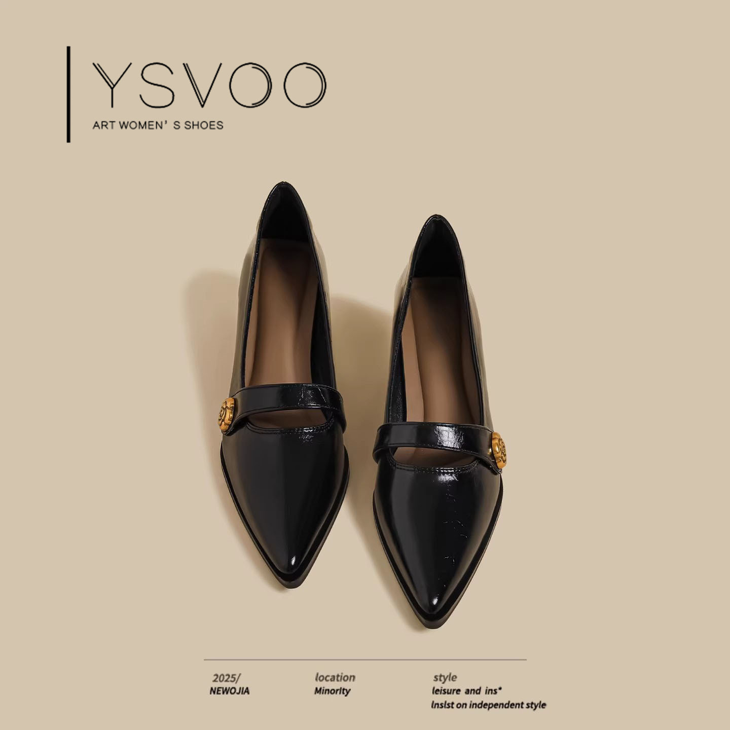 YSVOO【庚辰素影】夏季女鞋2026新款今年流行爆款轻熟风粗跟单鞋