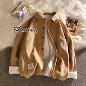 长袖 秋冬衬衫 男士 宽松潮打底加绒加厚保暖衬衣灯芯绒内搭上衣外套