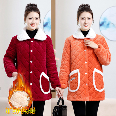 加绒加厚冬季连帽棉衣