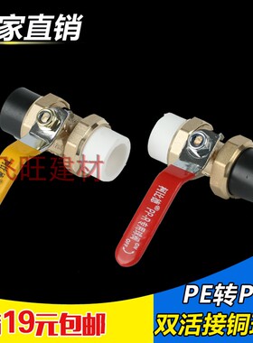 4分20 6分25PE转PPR活接铜球阀门开关 PE自来水管件配件转换接头