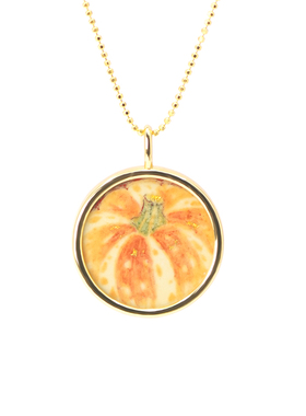 金瓜纳福手绘圆形吊坠项链 女｜暖橙色 治愈系 温柔锁骨链