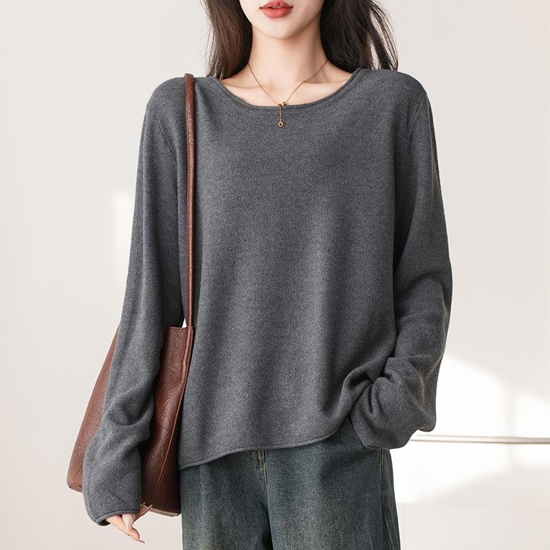 100%全棉细腻亲肤纯棉针织毛衣女春秋新款今年流行宽松大码打底衫