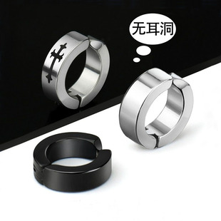 无耳洞耳夹ins潮嘻哈免孔耳钉假耳环朋克风女圆形磁铁耳扣厂家直