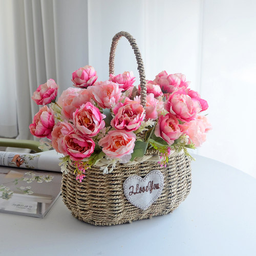 装饰小花篮草编手提客厅田园花篮