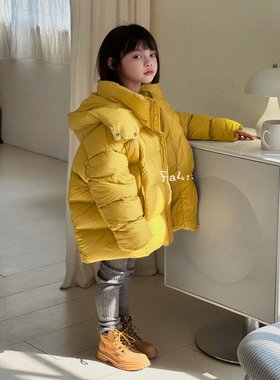 FAZ 3328 方块中长款纯色羽绒服