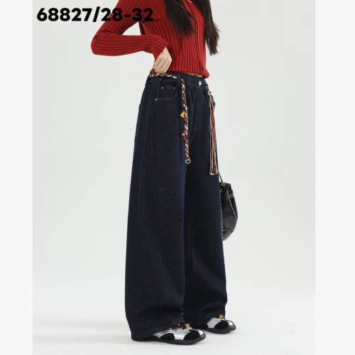 LBE 68827 一体绒牛仔直筒裤