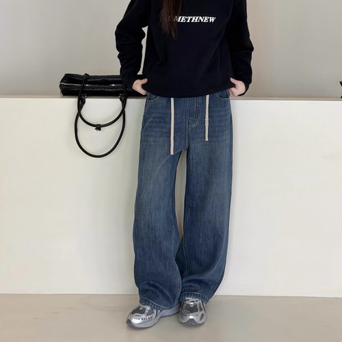 YL 880380 年货刺绣字母一体绒牛仔裤