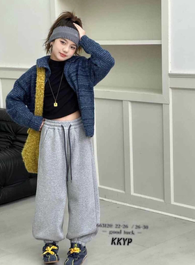 KYP 66312-1 后面小猫年货加厚一体绒运动裤