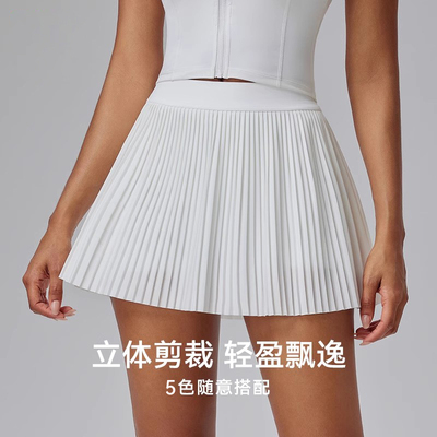 运动短裙网球裙夏季防走光跑步瑜伽半身裙带口袋高尔夫健身百褶裙