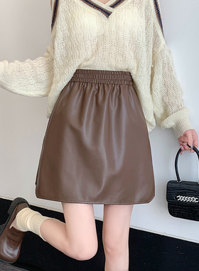 皮裙女2025秋冬季新款黑色半身裙pu小皮裙高腰显瘦a字裙包臀短裙