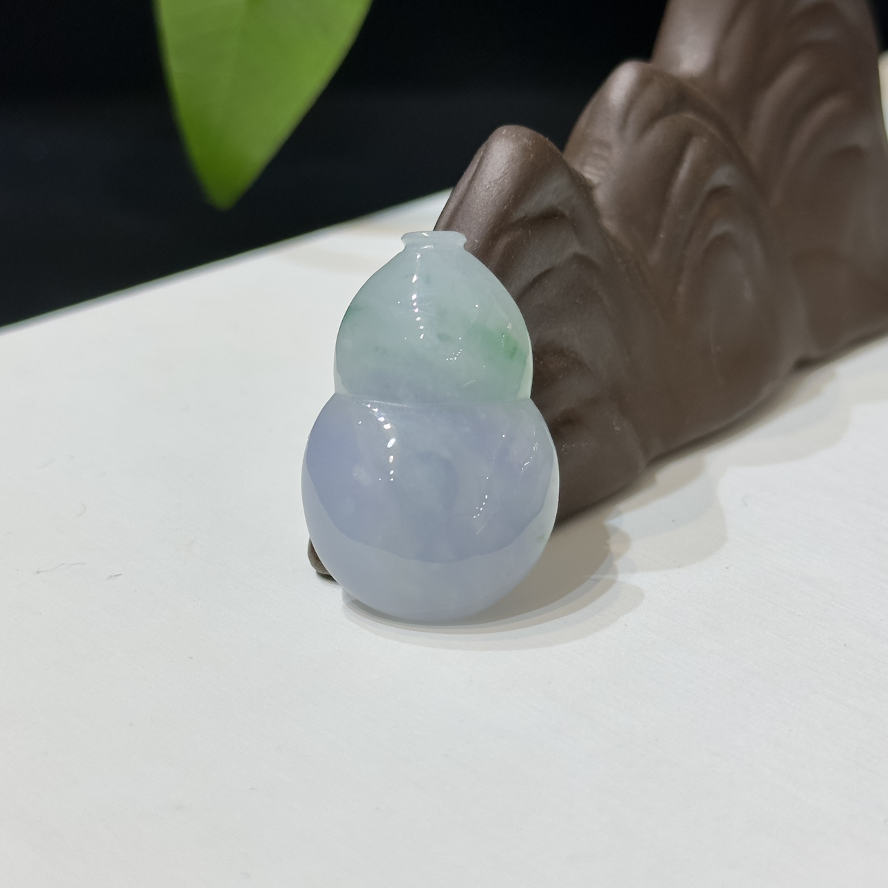 翡翠葫芦96 大艺珠宝冰紫春彩飘绿缅甸天然A货翡翠裸石玉吊坠挂件