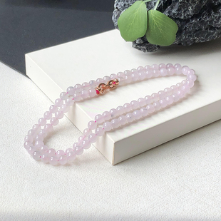 6mm98颗冰紫小米珠393大艺珠宝天然A货翡翠缅甸玉石珠子圆珠项链