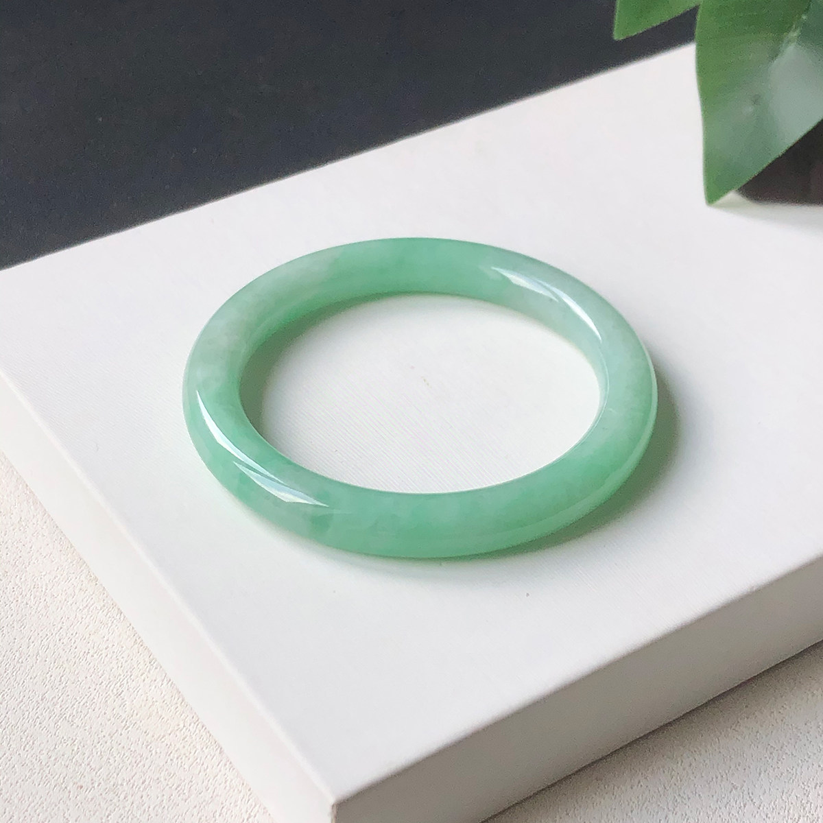 52圈H305圆条镯 大艺珠宝满绿苹果绿甜阳绿缅甸A货天然翡翠玉手镯