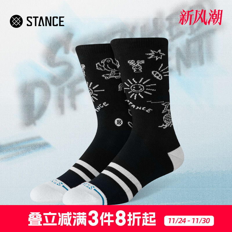 STANCE 趣味涂鸦休闲袜555中筒袜子男女时尚秋冬舒适个性