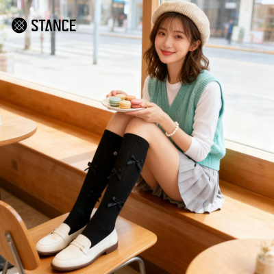 STANCE蝴蝶结长筒小腿袜堆堆袜