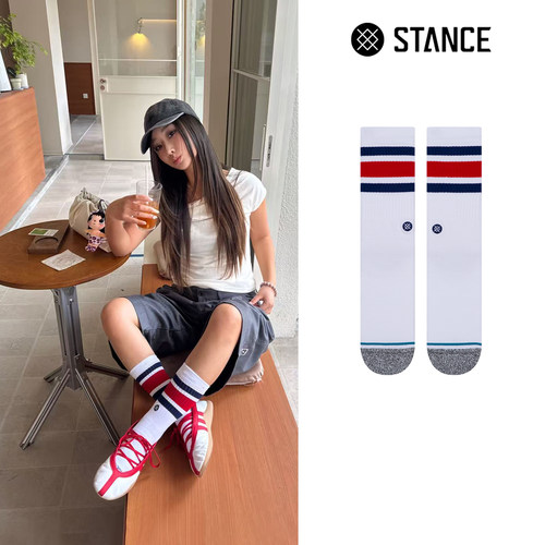STANCE袜子BOYD官方旗舰店女袜男袜夏季透气防臭运动袜白色中筒袜