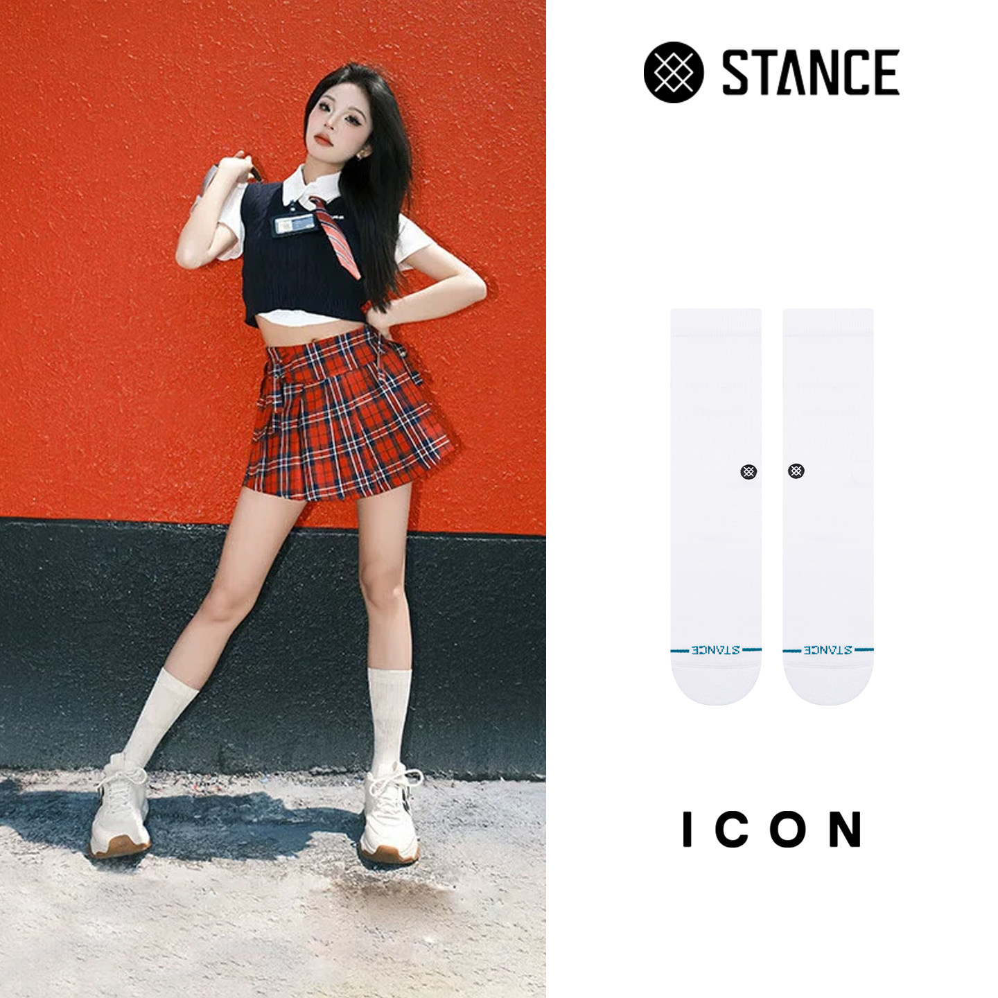 STANCE经典ICON纯色311中筒袜子春秋吸汗棉袜ins袜男女休闲袜白袜