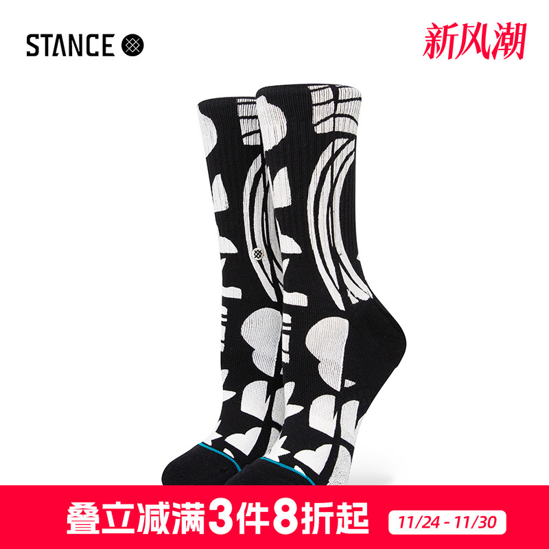 STANCE女士中筒袜黑白休闲袜