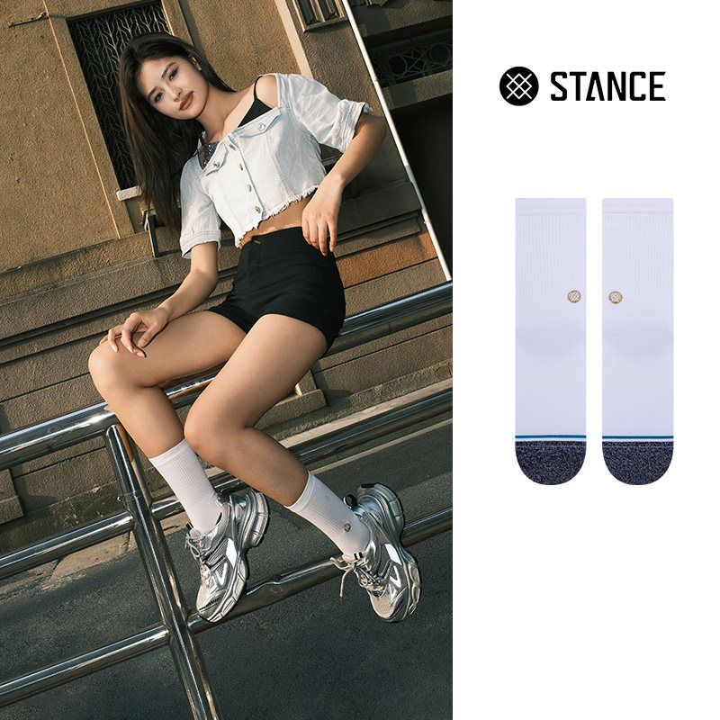 STANCE袜子男袜女袜经典ICON夏季白色时尚潮袜休闲中筒袜透气棉袜