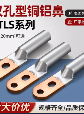 双孔铜铝鼻子DTLS-25/35/50/70/95双眼铜铝过渡接线端子线耳