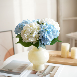 仿生绣球花仿真花轻奢干花饰品摆件手感保湿单支餐桌装饰假花花束