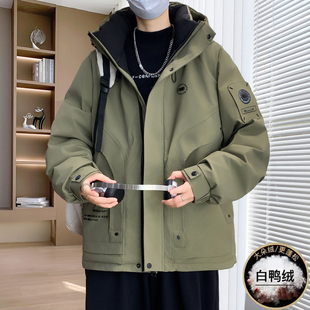 冬季青少年羽绒服男孩初中高中学生加厚冲锋衣外套大童冬装防寒服