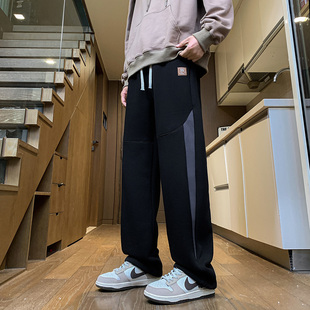 春秋季纯棉长裤子男孩高初中学生直筒运动裤青少年大童潮牌休闲裤