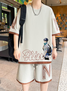夏季短袖t恤男孩12-15岁初高中学生13纯棉衣服14大童半袖运动套装