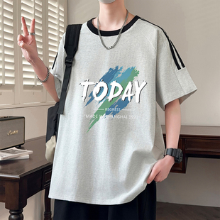青少年短袖t恤男孩夏季新款初中高中学生帅气半袖大童纯棉上衣服