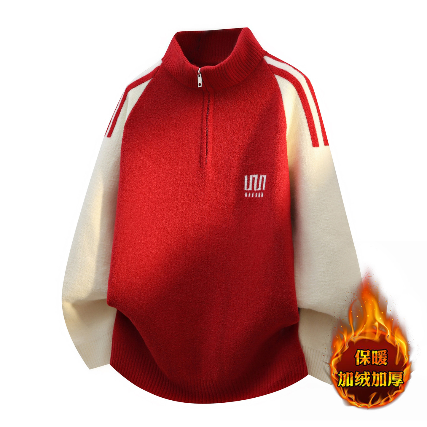 半拉链立领毛衣男秋冬季加绒加厚线衣服青少年保暖内搭针织打底衫,男装,针织衫/毛衣,淘宝优惠券,粉丝福利购,淘宝优惠卷