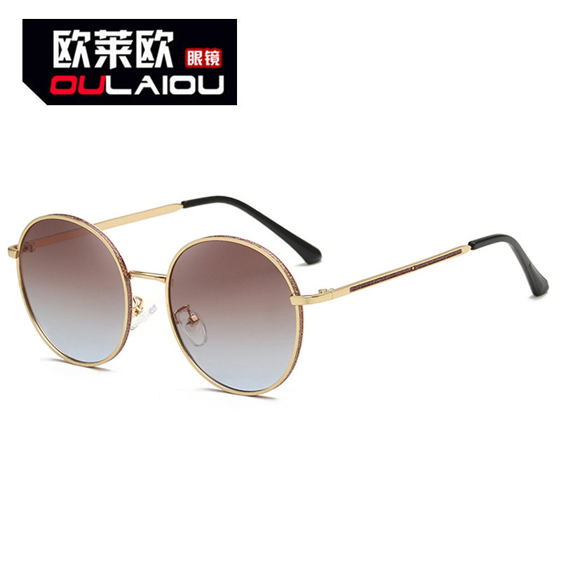 欧莱欧2088太阳镜女防紫外线 2025新款品牌墨镜 男士圆形金属眼镜