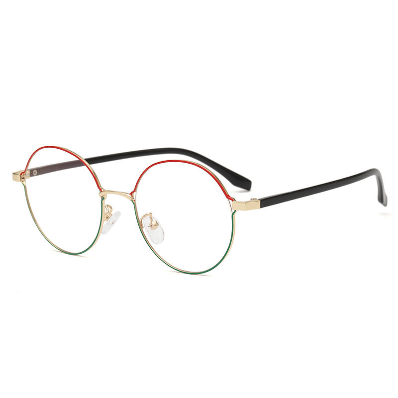 欧莱欧新款圆形镂空金属框pc腿 开球近视眼镜架 男女士学生眼镜框