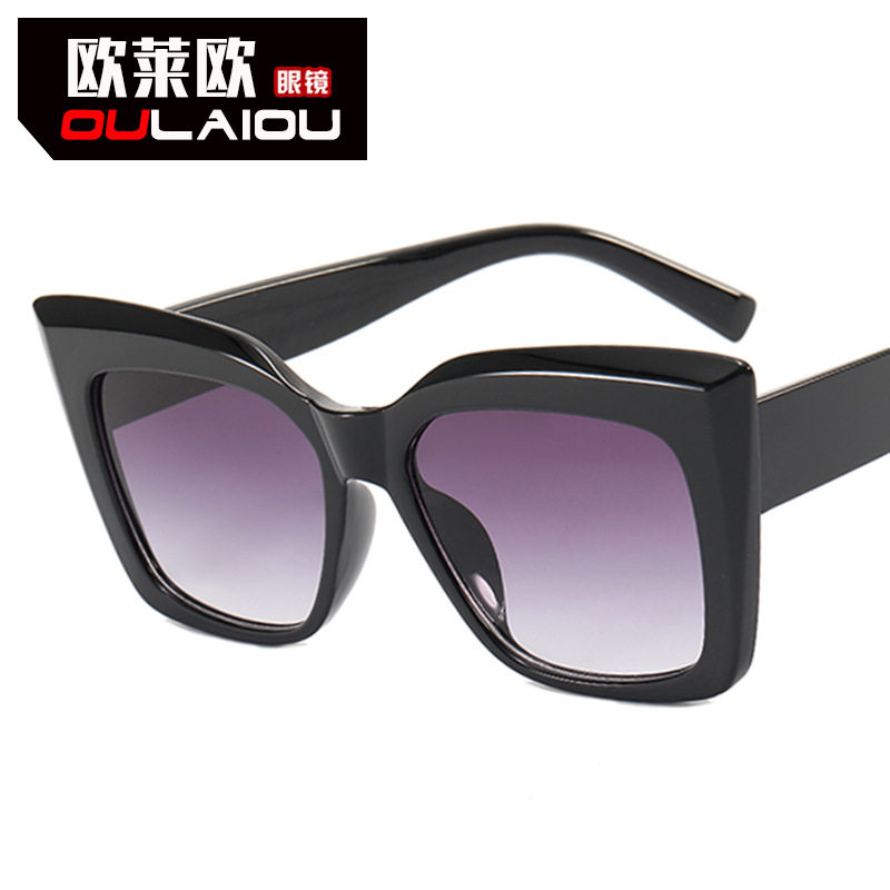 欧莱欧5284豹纹蝴蝶大框墨镜女素颜眼镜男潮拍走秀欧美跨境太阳镜