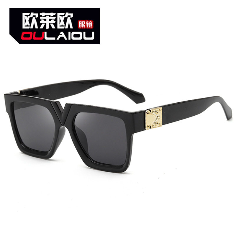 厂家直销2024新品v太阳镜 男士方形大框墨镜防紫外线粗框太阳眼镜