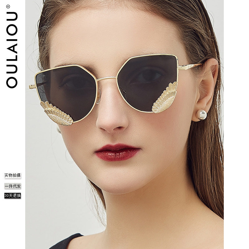 欧莱欧1806个性太阳镜墨镜2022新款金属翅膀男式女士蛤蟆眼镜